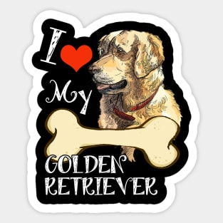 Golden Retriever T-Shirt - I Love My Golden Retriever Sticker